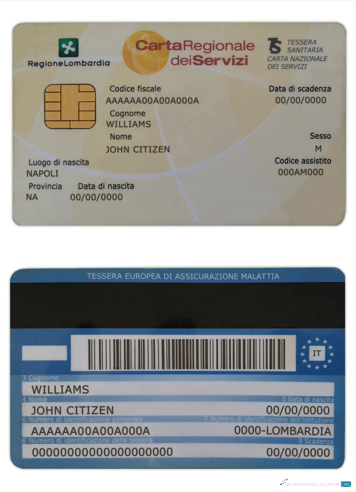 Download Italy health insurance card (Tessera sanitaria) Photoshop template